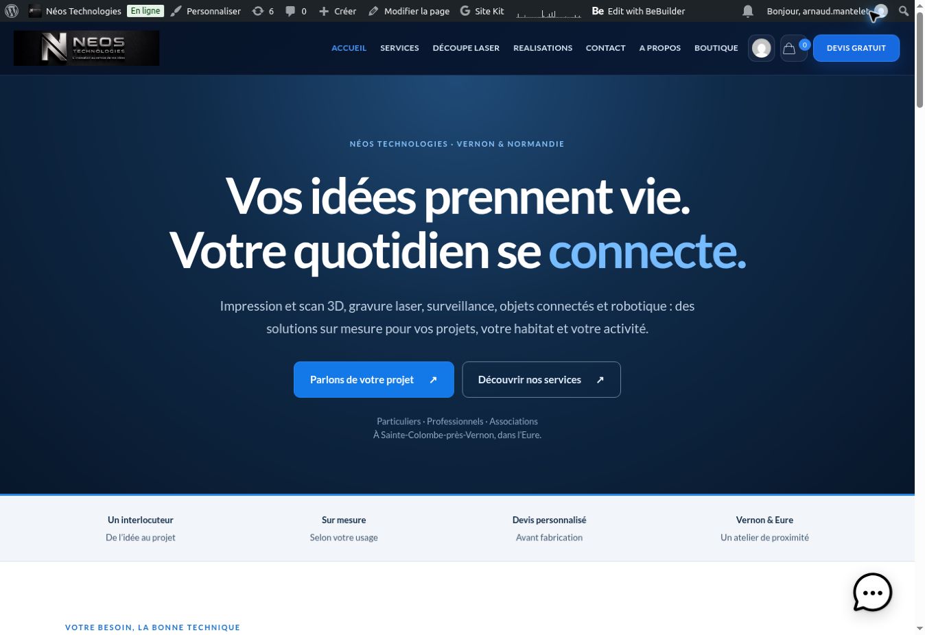 Aperçu du site internet Néos Technologies